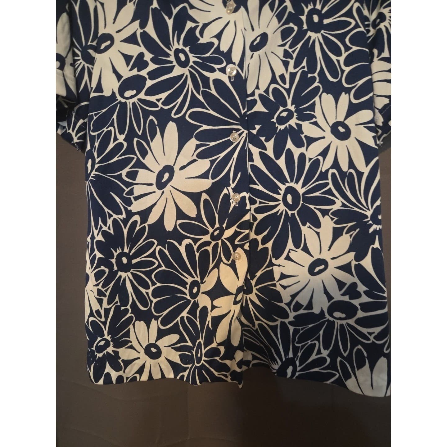 Alfred Dunner Vintage Navy Blue White Daisy Floral Button Front, Woman's Size 18 - Thumbnail 7