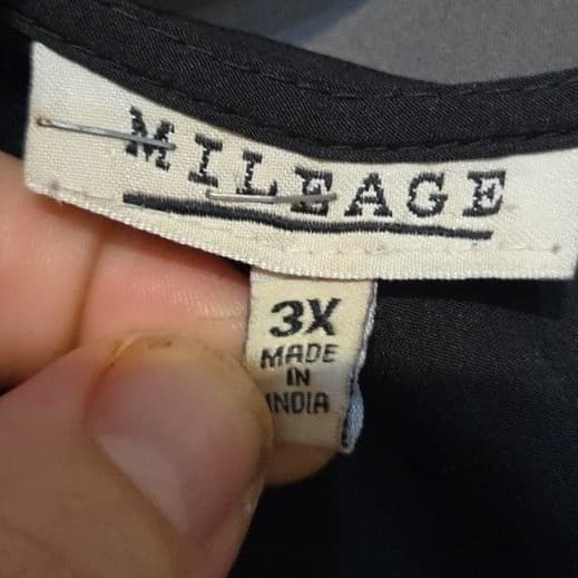 Mileage Black Half Zip Tunic Top, Women's 3X, 3/4 Roll Tab Sleeve Gold Hardware - Thumbnail 5