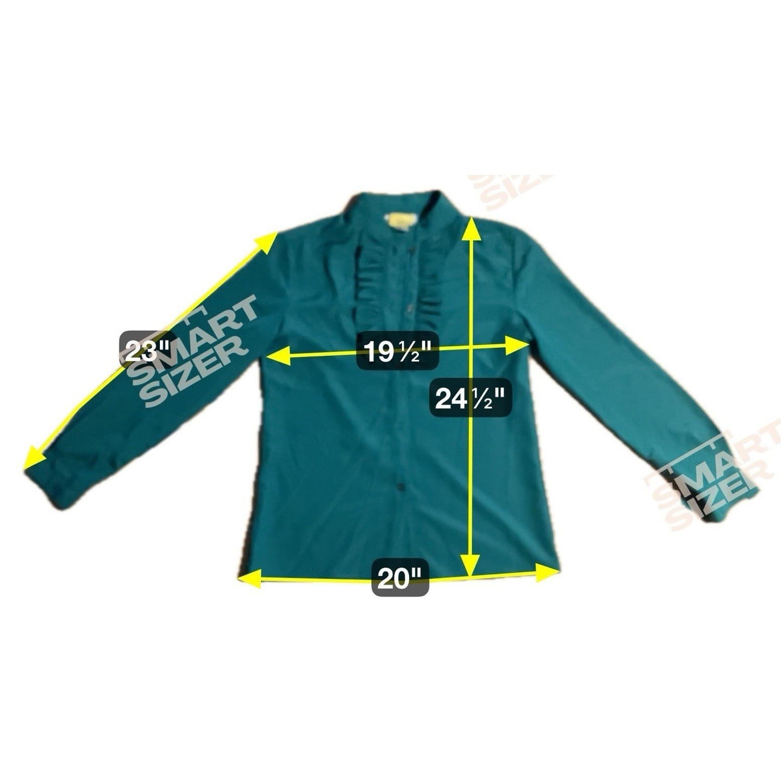 Jack Winter Vintage Ruffle Front Blouse Teal Green Button Down, Woman's Size 8 - Thumbnail 5
