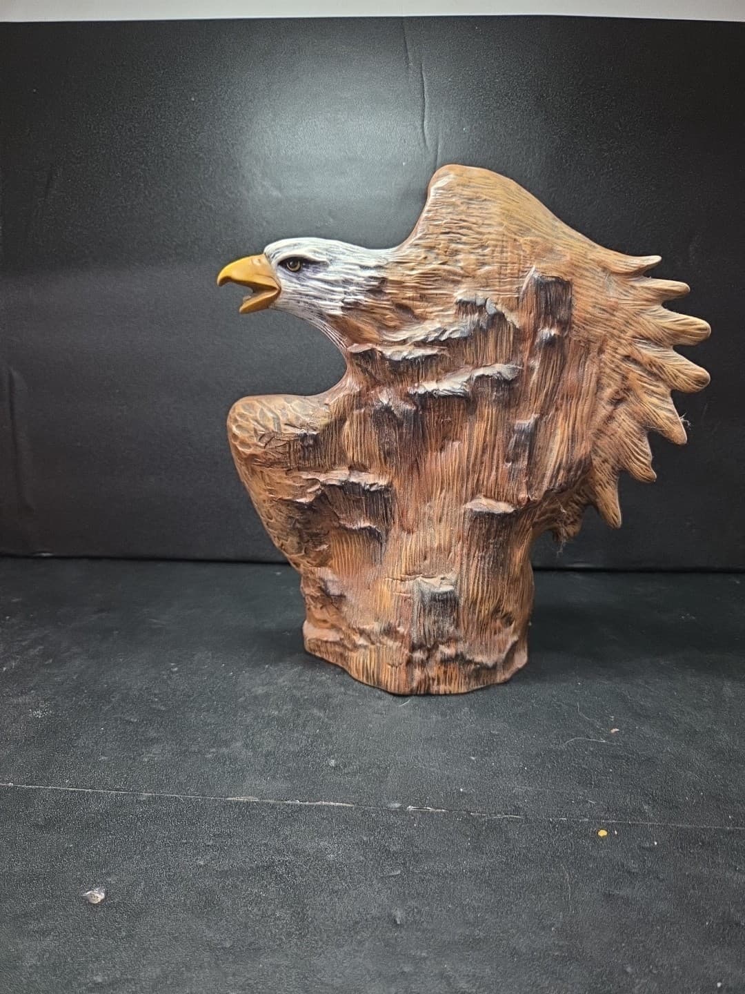 Handpainted Ceramic Native American Figurine Warrior And Eagle 7.5x7.5” Signed - Thumbnail 3