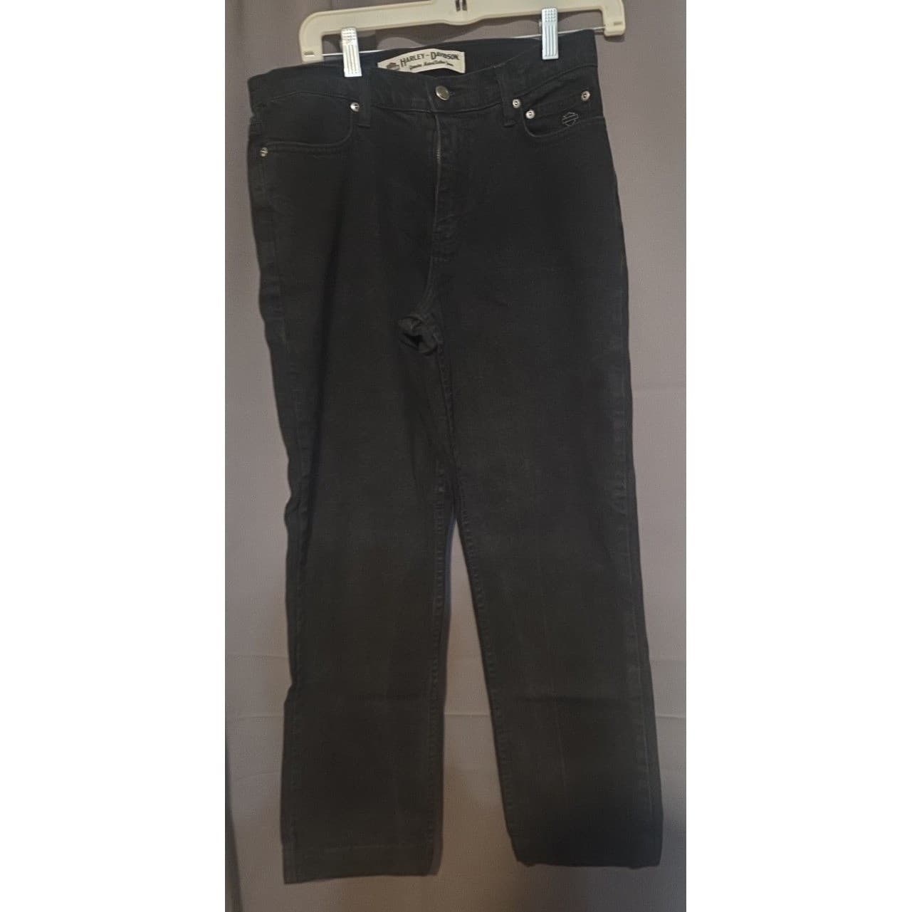 Harley-Davidson Straight Leg Black Denim Jeans, Woman's Size 8 99015-05VW - Thumbnail 3
