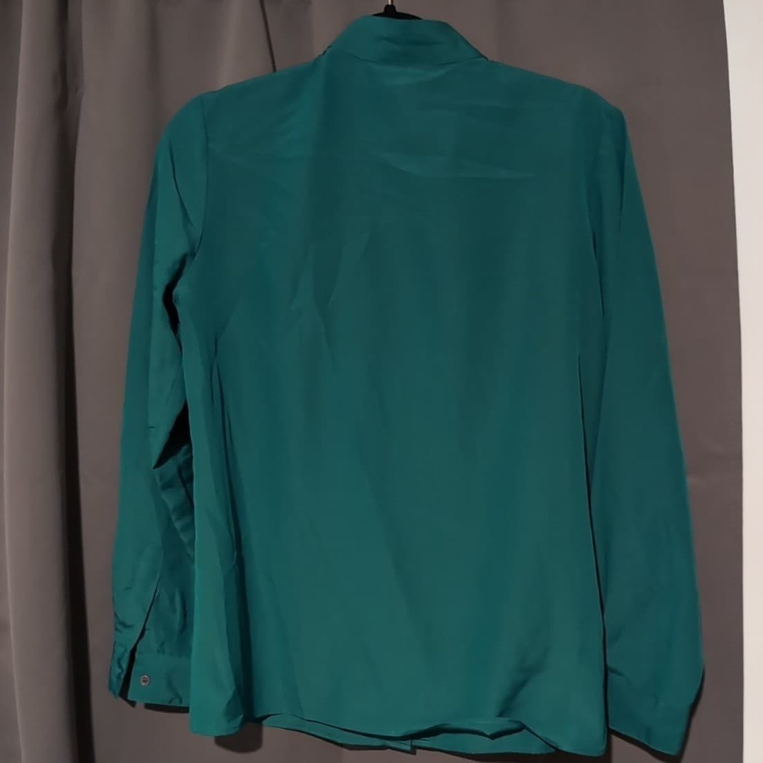 Jack Winter Vintage Ruffle Front Blouse Teal Green Button Down, Woman's Size 8 - Thumbnail 3