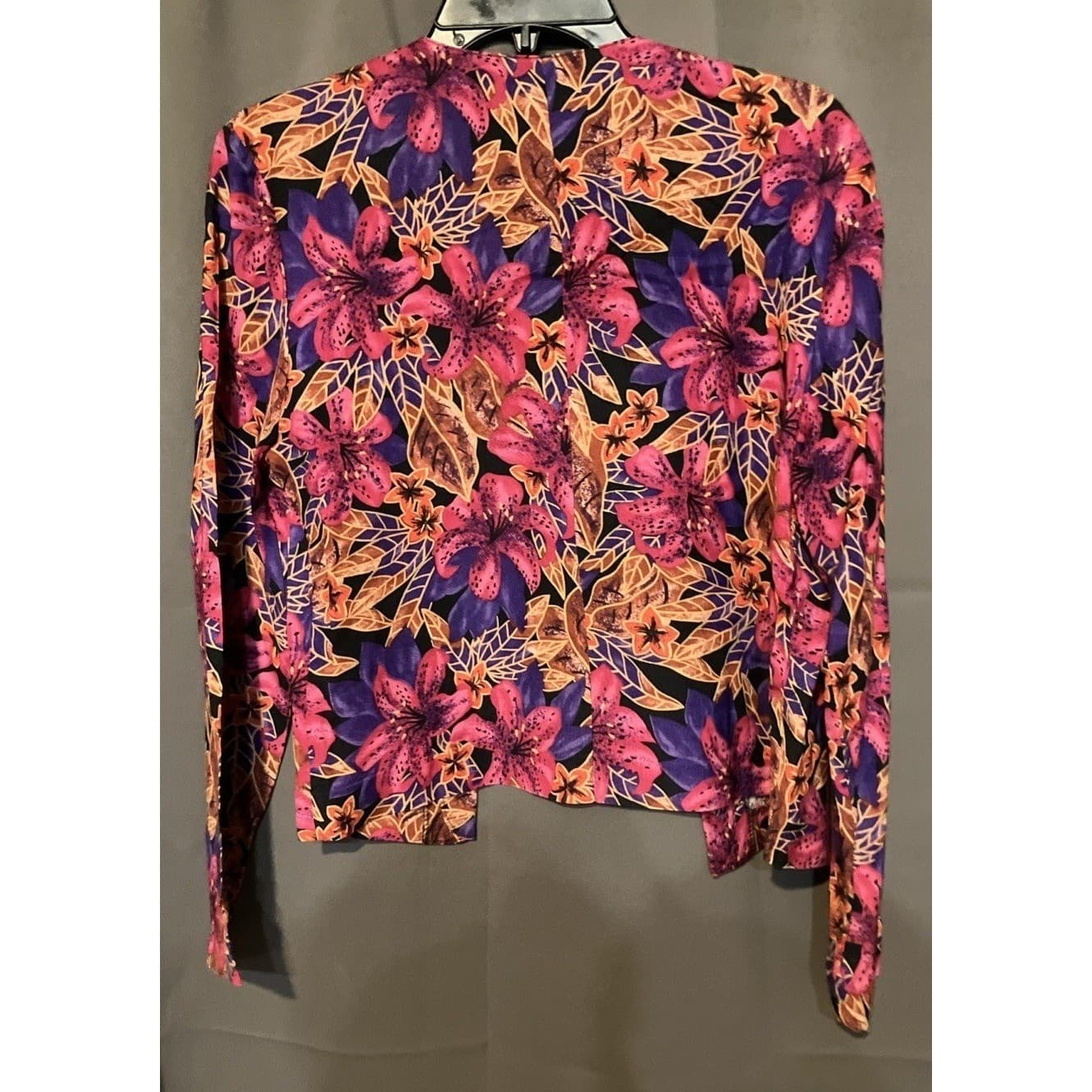 Norton McNaughton Floral Open Front Blazer, Woman's Size 8, Purple Pink Orange - Thumbnail 4
