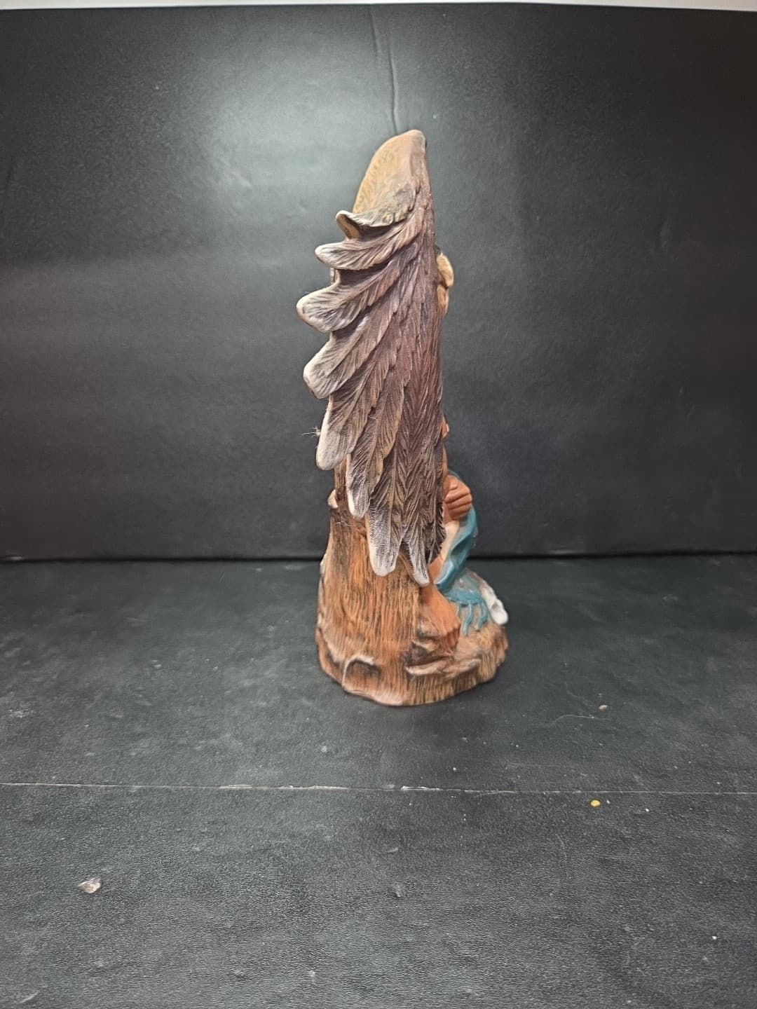 Handpainted Ceramic Native American Figurine Warrior And Eagle 7.5x7.5” Signed - Thumbnail 2