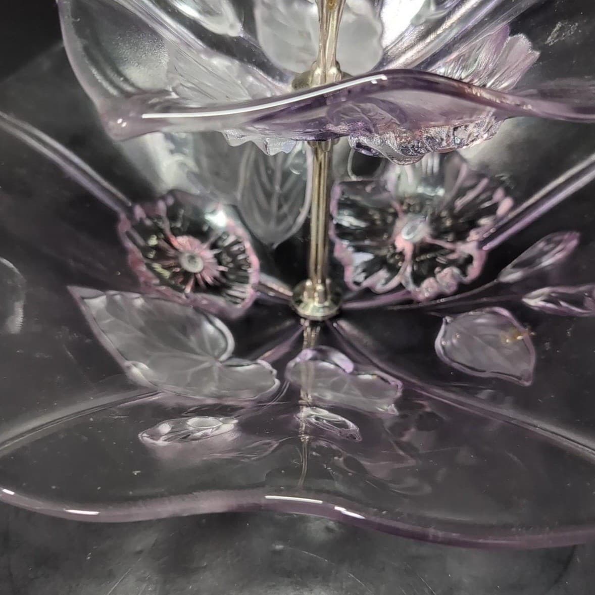 Mikasa Calypso Two Tier Dessert Tray, Vintage Frosted Glass Kitchenware - Thumbnail 7