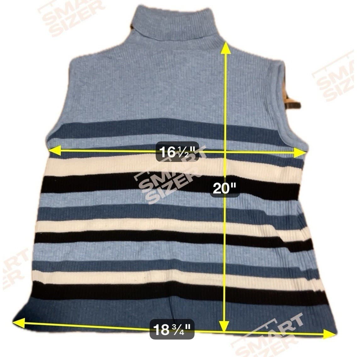 Fiorlini International Blue Striped Ribbed Turtleneck, Woman's Small Sleeveless - Thumbnail 6