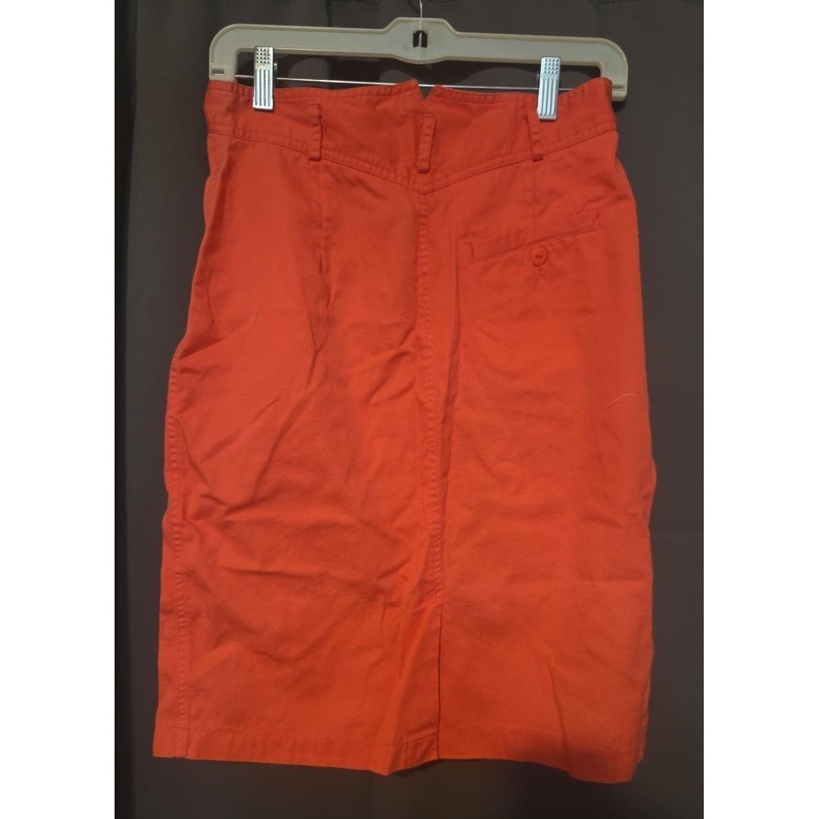 Fundamental Things Orange Cotton Pleated Front Knee Length Skirt Woman's Size 10 - Thumbnail 4