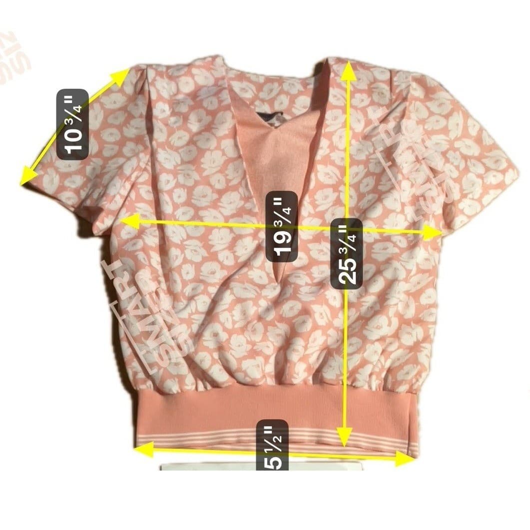 CB Collections Vintage Peach Floral V-Neck Blouse, Woman's Size 14.5 Top - Thumbnail 2
