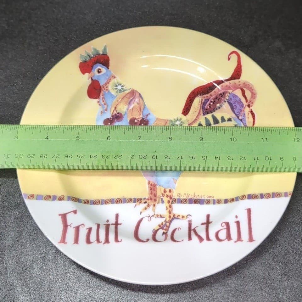 Sharon Neuhaus Fruit Cocktail Luncheon Plate, Vintage Poultry In Motion Series - Thumbnail 5