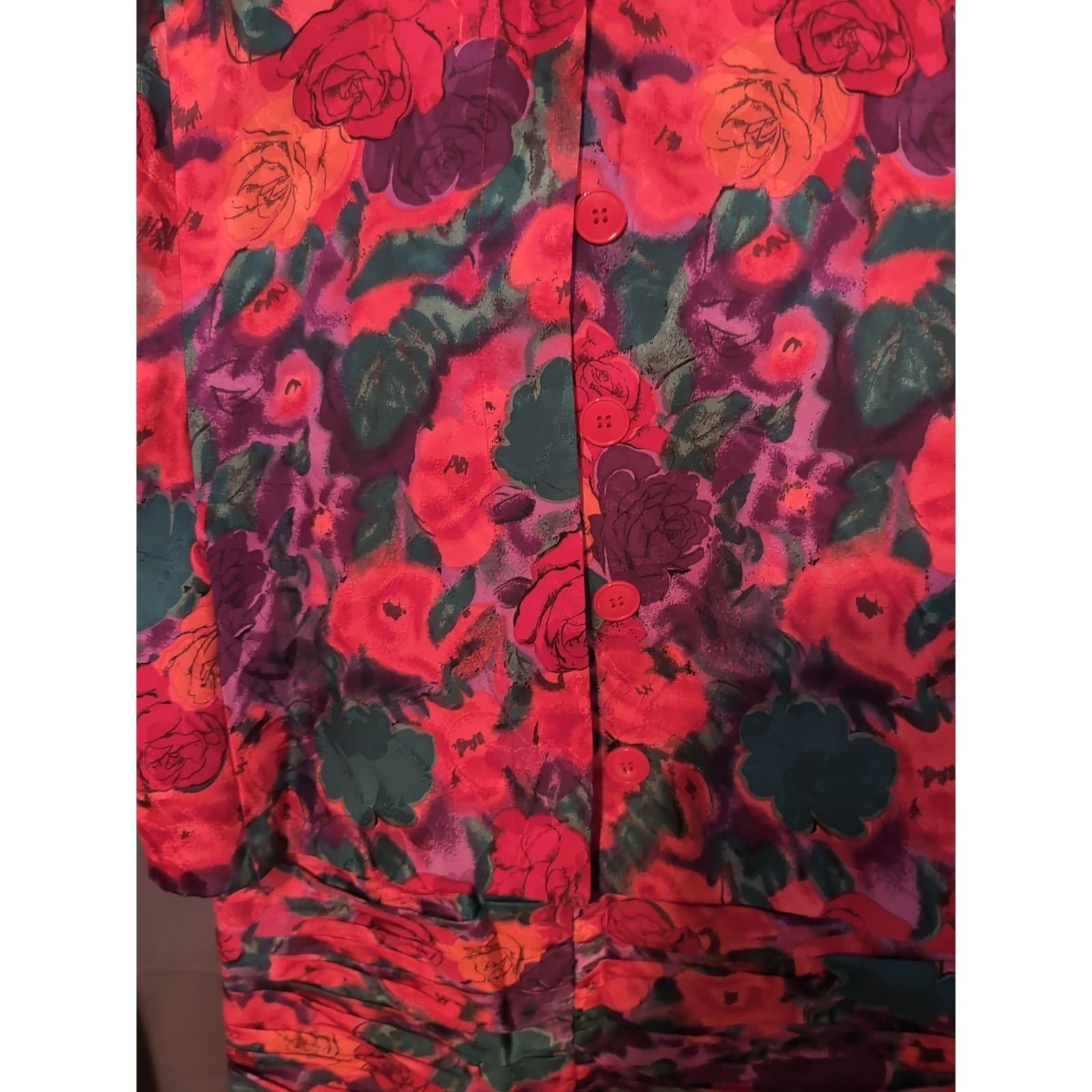 Raul Blanco Magenta Floral Jacquard Ruched Skirt Suit Set, Woman's Size 8 - Thumbnail 7