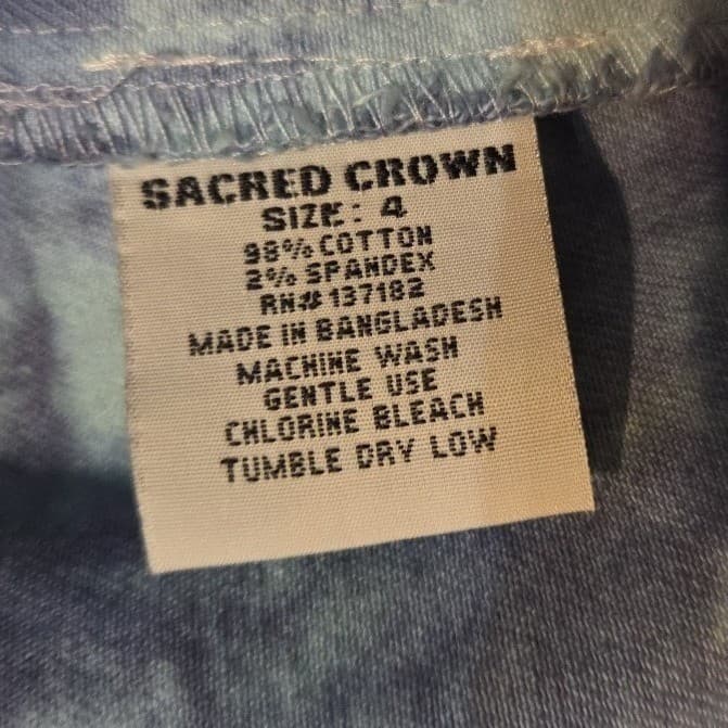 Sacred Crown Tie Dye Denim Trucker Jacket, Kids Size 4, Blue Yellow Grey - Thumbnail 8