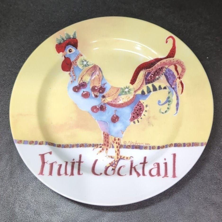 Sharon Neuhaus Fruit Cocktail Luncheon Plate, Vintage Poultry In Motion Series - Thumbnail 2