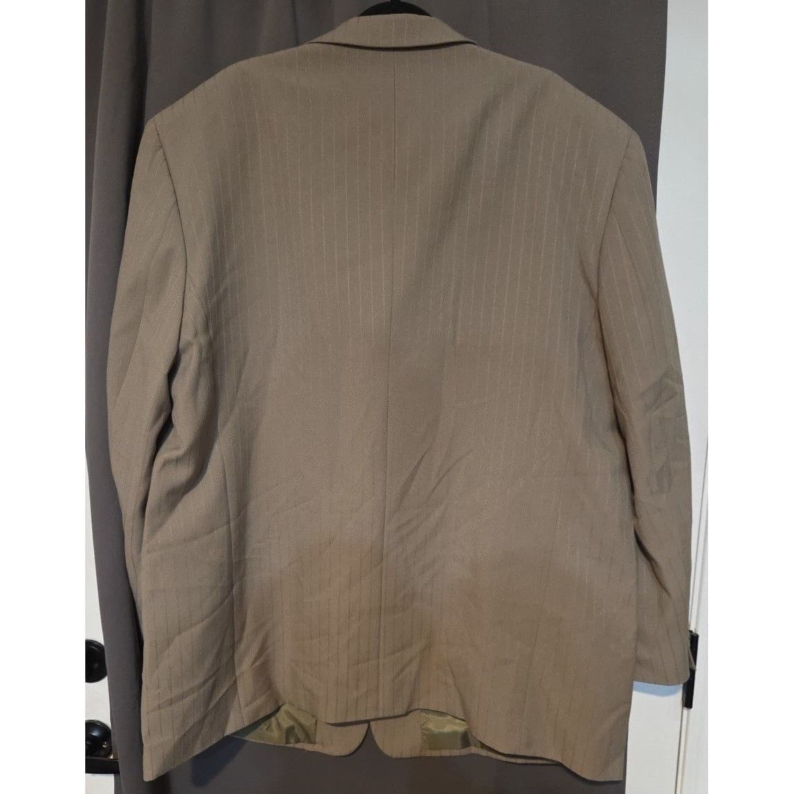 Carlo Zarelli Tan Pinstripe Suit Jacket, Men's 52R Blazer, Three Button, NWT - Thumbnail 4