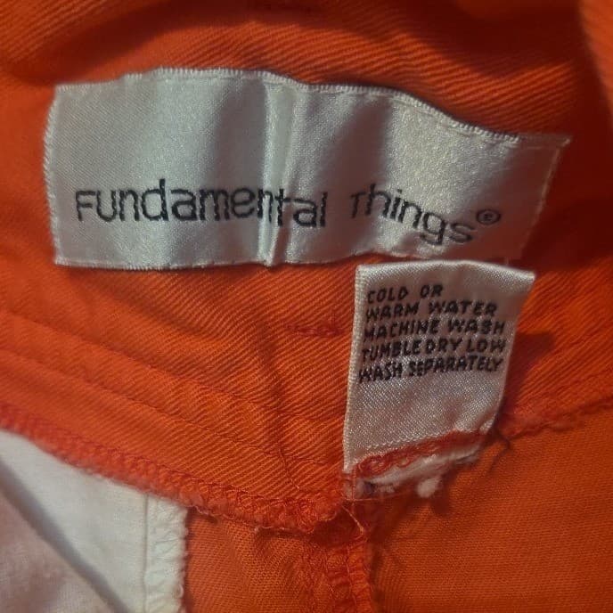 Fundamental Things Orange Cotton Pleated Front Knee Length Skirt Woman's Size 10 - Thumbnail 5