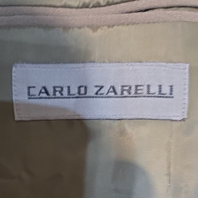 Carlo Zarelli Tan Pinstripe Suit Jacket, Men's 52R Blazer, Three Button, NWT - Thumbnail 5