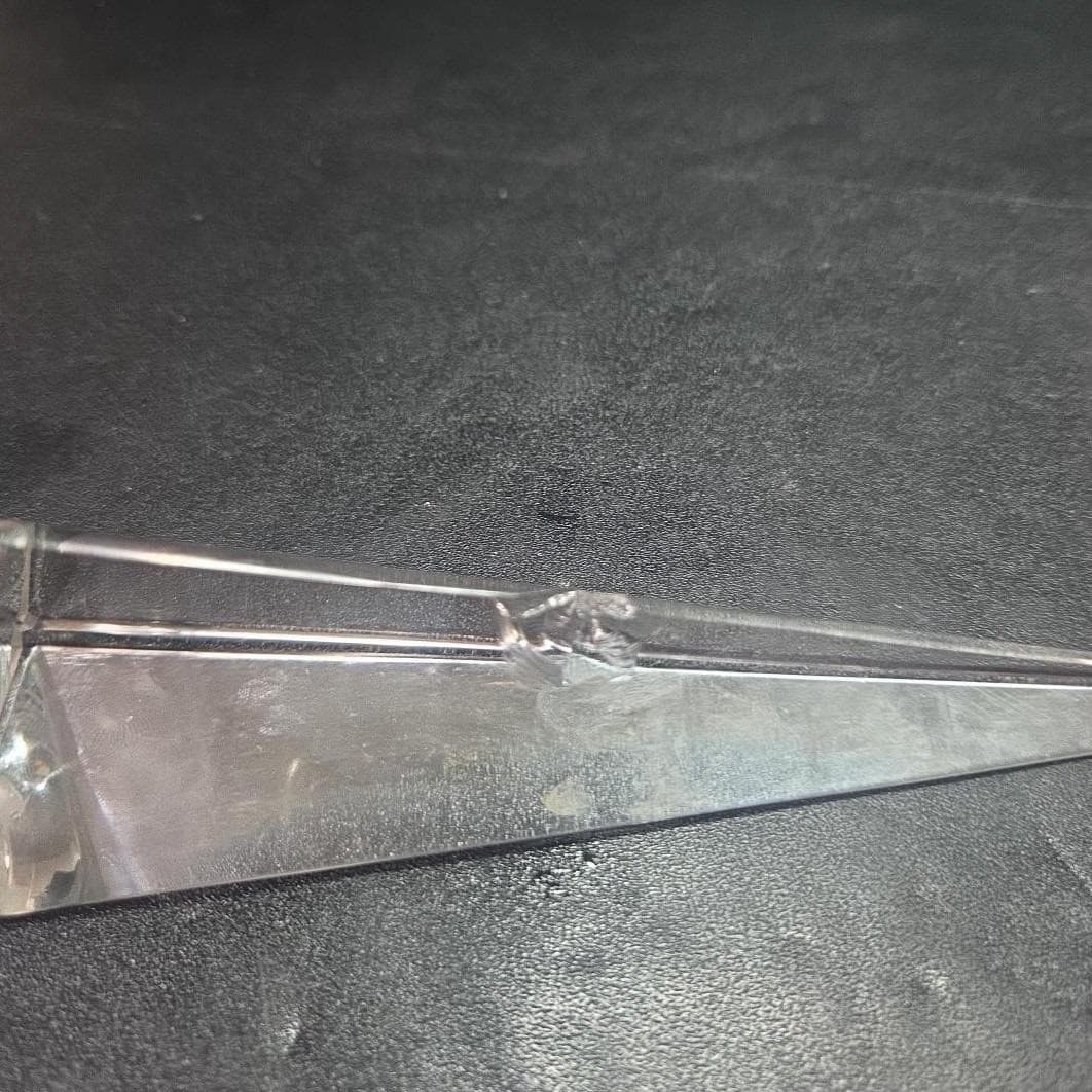 Pagoda Style Glass Perfume Bottle, Art Deco Multi-Faceted Heavy Clear Vial, Flaw - Thumbnail 6