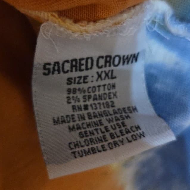 Sacred Crown Hustle Graphic Tie Dye T-Shirt, Men's XXL Top, Rust Orange Blue NWT - Thumbnail 9
