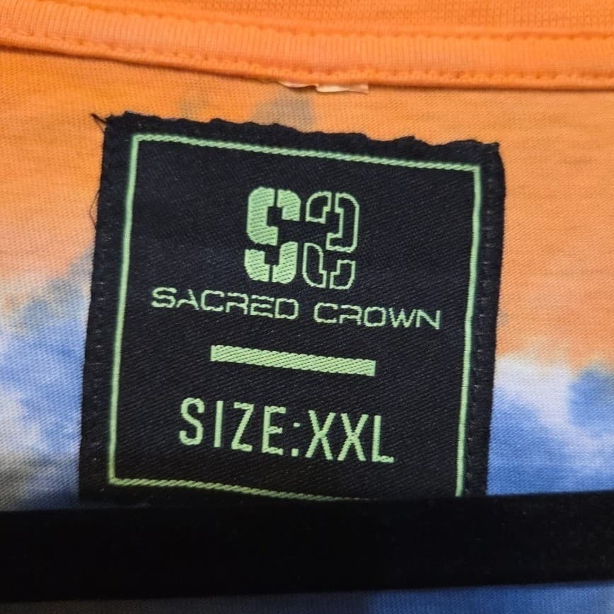 Sacred Crown Hustle Graphic Tie Dye T-Shirt, Men's XXL Top, Rust Orange Blue NWT - Thumbnail 5