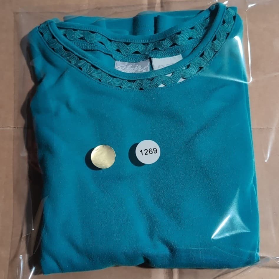 Blair Teal Crochet Lattice Trim Short Sleeve Knit Top, Women's Large - Thumbnail 8