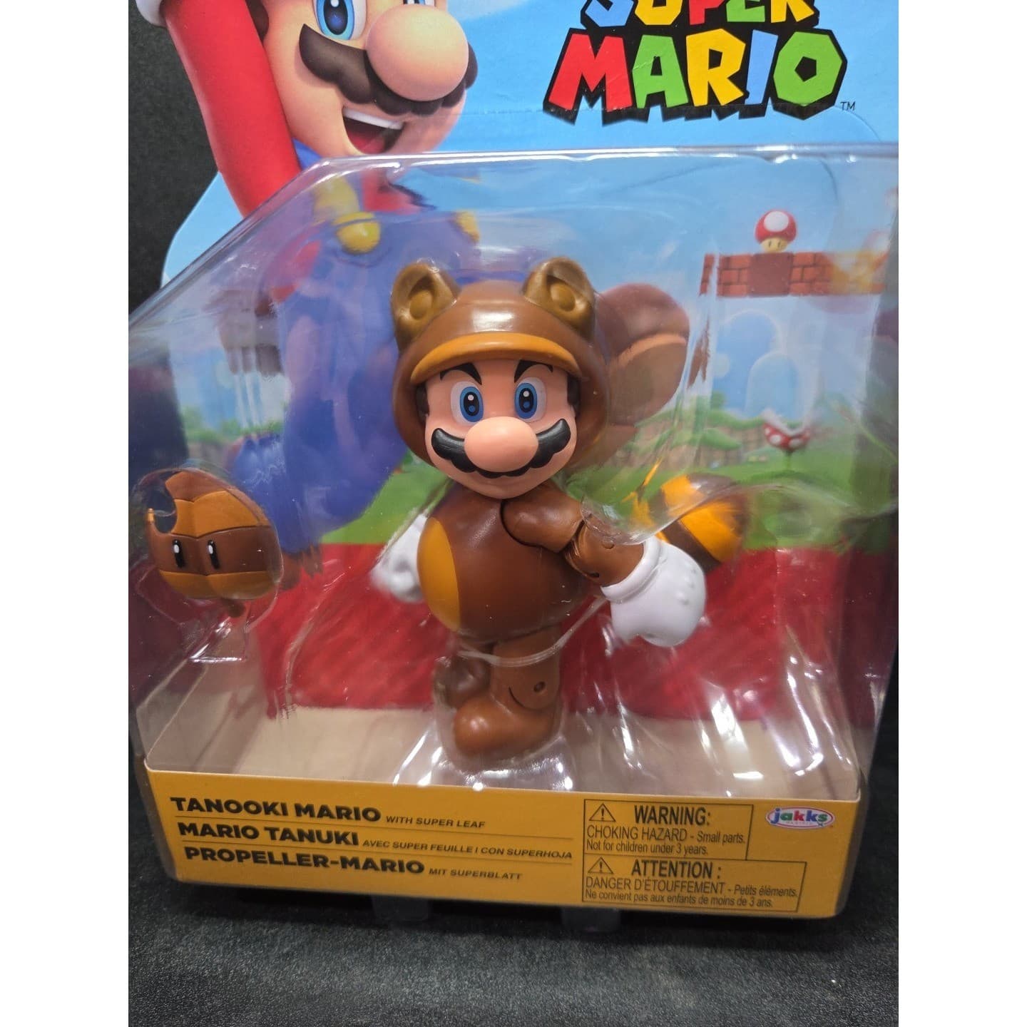 Jakks Pacific Super Mario Tanooki Mario 4" Action Figure with Super Leaf NIP - Thumbnail 2