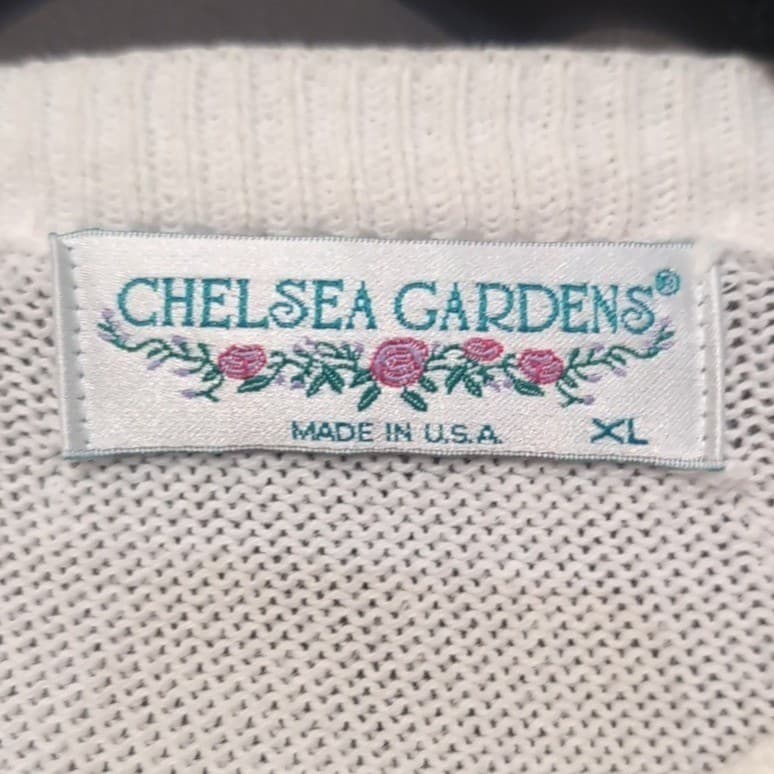 Chelsea Gardens Vintage Flamingo Knit Sweater, Women's XL White Short Sleeve USA - Thumbnail 5