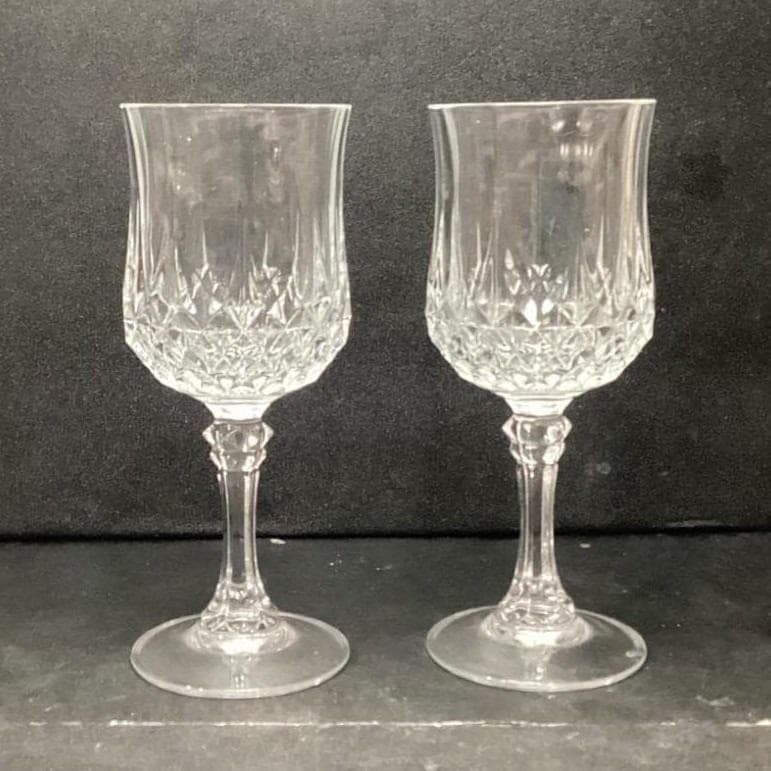 Cristal d'Arques Durand Longchamp Wine Glasses, Set of 2, Vintage Stemware - Thumbnail 2