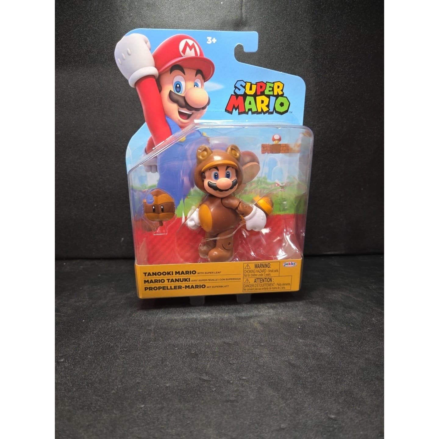 Jakks Pacific Super Mario Tanooki Mario 4" Action Figure with Super Leaf NIP