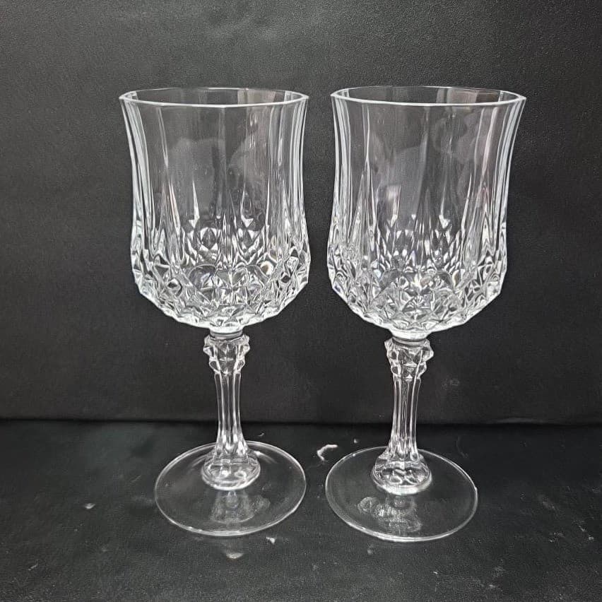 Cristal D'Arques Longchamp Wine Glasses, Set of 2, Vintage Crystal Stemware - Thumbnail 2