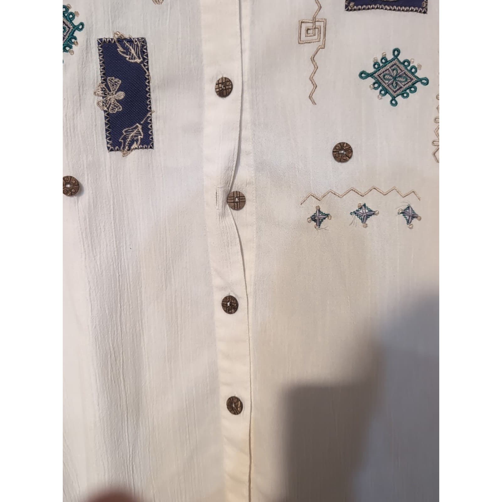 Alfred Dunner White Embroidered Button Up, Short Sleeve Shirt, Women's Size 16 - Thumbnail 7