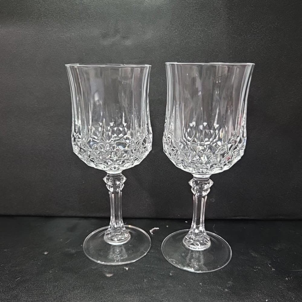 Cristal D'Arques Longchamp Wine Glasses, Set of 2, Vintage Crystal Stemware - Thumbnail 4