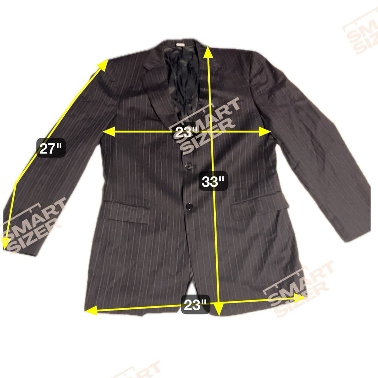 Jones New York Black Wool Cashmere Pinstripe Blazer, Men's 42L Sport Coat Jacket - Thumbnail 2