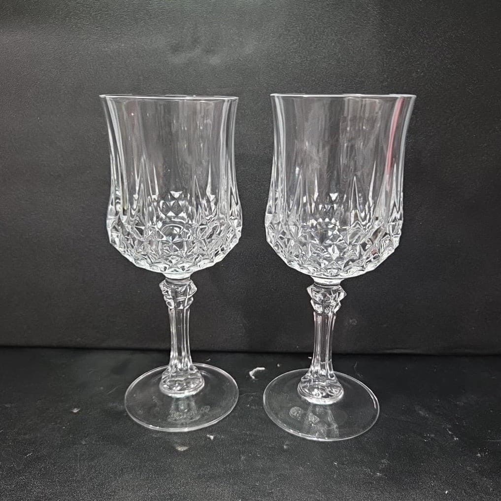 Cristal D'Arques Longchamp Wine Glasses, Set of 2, Vintage Crystal Stemware - Thumbnail 3