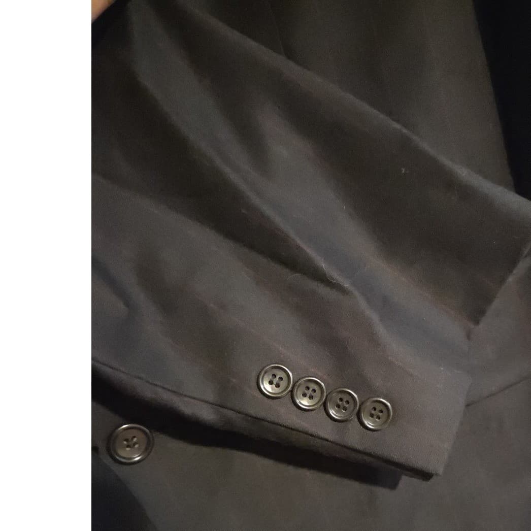Jones New York Black Wool Cashmere Pinstripe Blazer, Men's 42L Sport Coat Jacket - Thumbnail 9