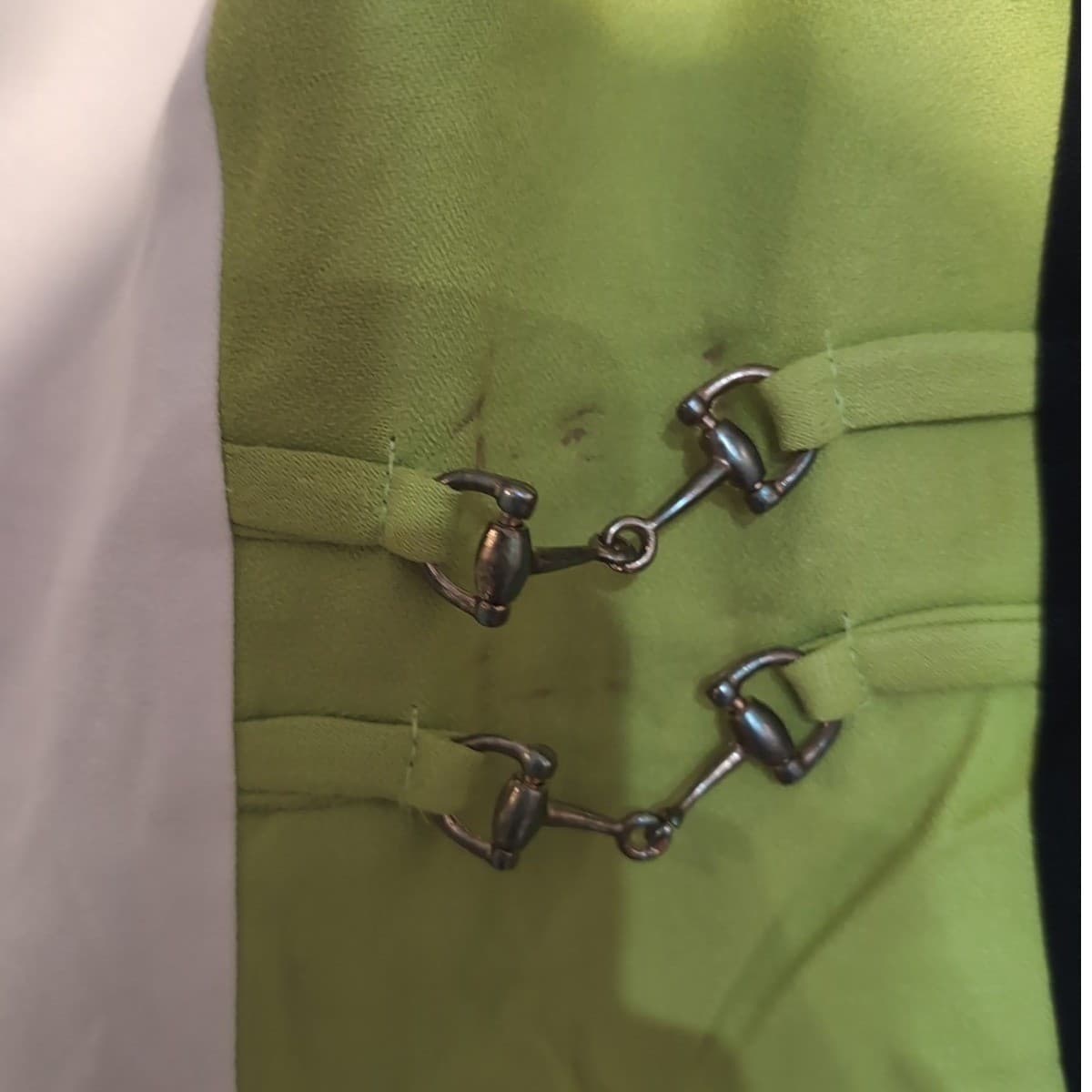 Betsy's Things Vintage 90s Colorblock Horsebit Zip Front Top Lime Green Black 16 - Thumbnail 7