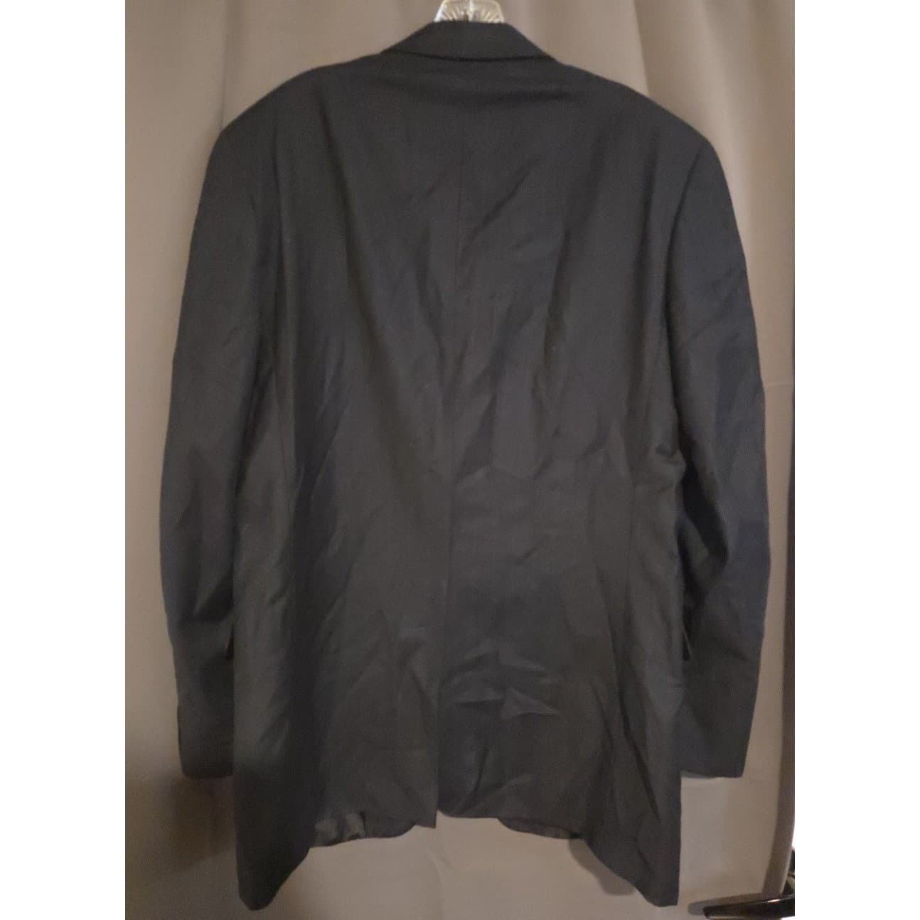 Jones New York Black Wool Cashmere Pinstripe Blazer, Men's 42L Sport Coat Jacket - Thumbnail 4
