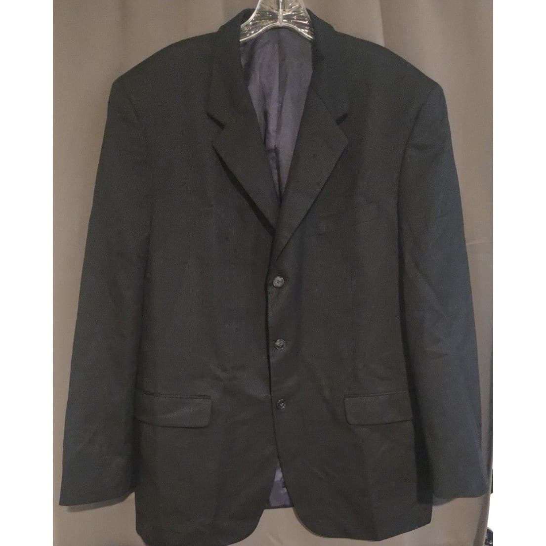 Jones New York Silk Sharkskin Wool Blazer, Charcoal Gray Sport Coat, Men's 44L - Thumbnail 3