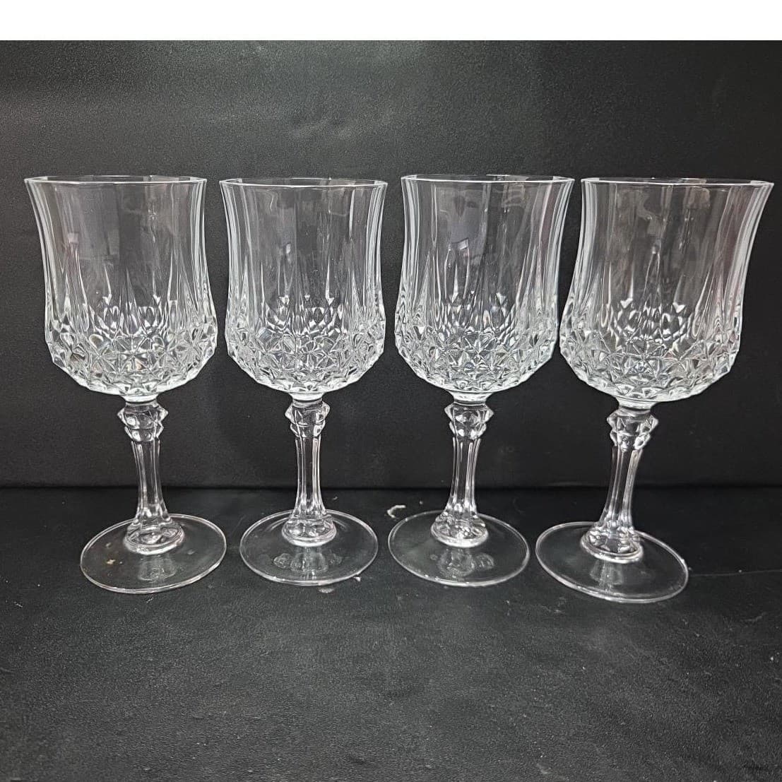 Cristal D'Arques Longchamp Water Goblets, Set of 4, Vintage Wine Glasses - Thumbnail 4