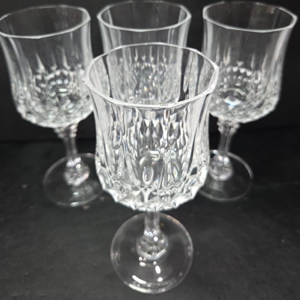 Cristal D'Arques Longchamp Water Goblets, Set of 4, Vintage Wine Glasses - Thumbnail 6