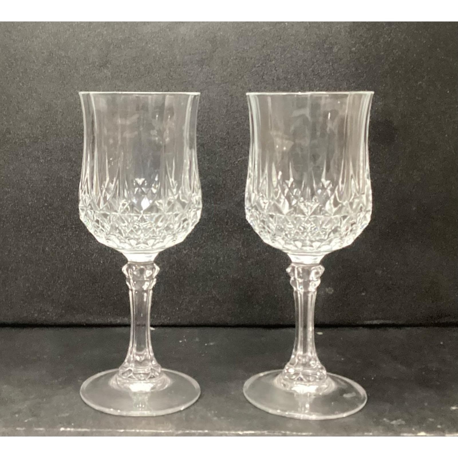 Cristal d'Arques Durand Longchamp Wine Glasses, Set of 2, Vintage Stemware - Thumbnail 3