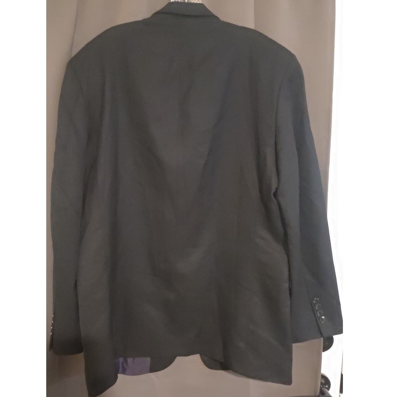 Jones New York Silk Sharkskin Wool Blazer, Charcoal Gray Sport Coat, Men's 44L - Thumbnail 4