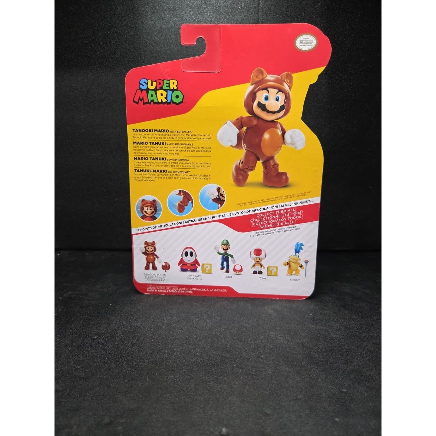 Jakks Pacific Super Mario Tanooki Mario 4" Action Figure with Super Leaf NIP - Thumbnail 3