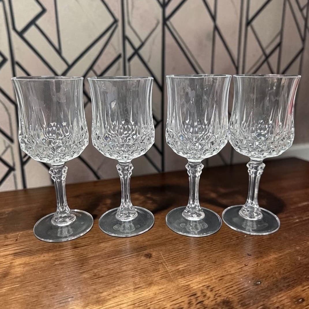 Cristal D'Arques Longchamp Water Goblets, Set of 4, Vintage Wine Glasses