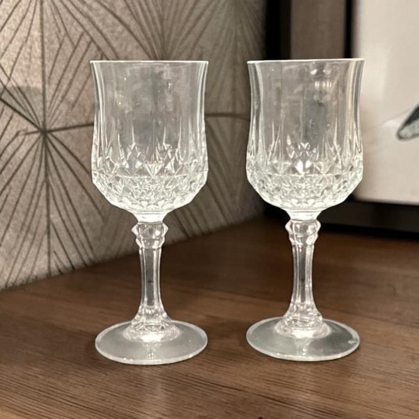 Cristal d'Arques Durand Longchamp Wine Glasses, Set of 2, Vintage Stemware