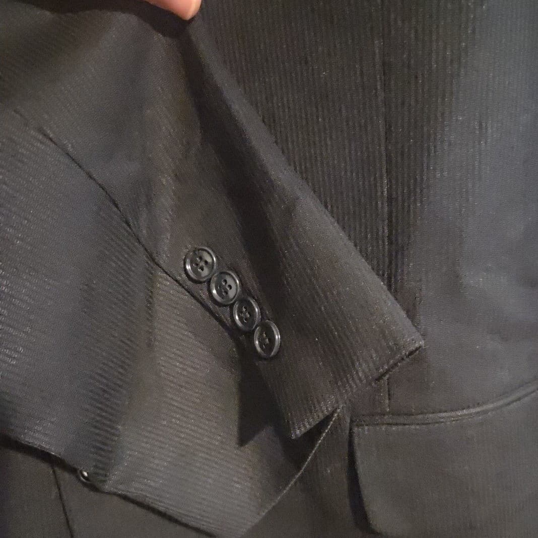 Jones New York Silk Sharkskin Wool Blazer, Charcoal Gray Sport Coat, Men's 44L - Thumbnail 9