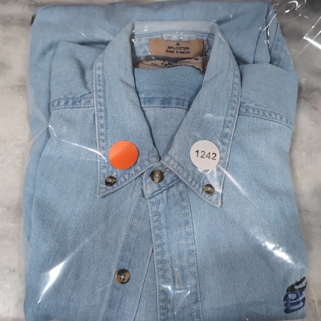 Most Wanted Gita Embroidered Denim Button Down Shirt, Light Wash Blue, Women's M - Thumbnail 8