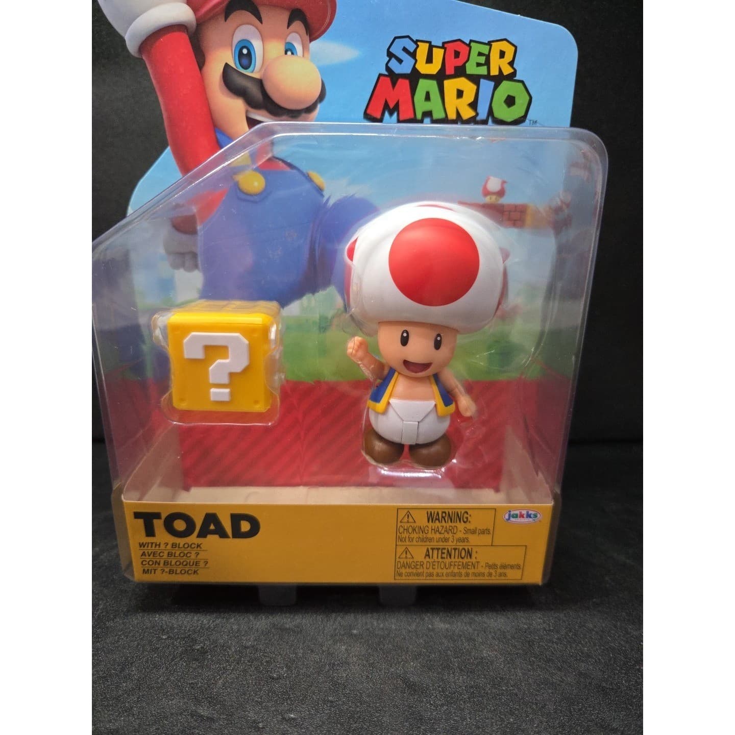 Jakks Pacific Super Mario Toad Action Figure with Question Block Accessory NIP - Thumbnail 2