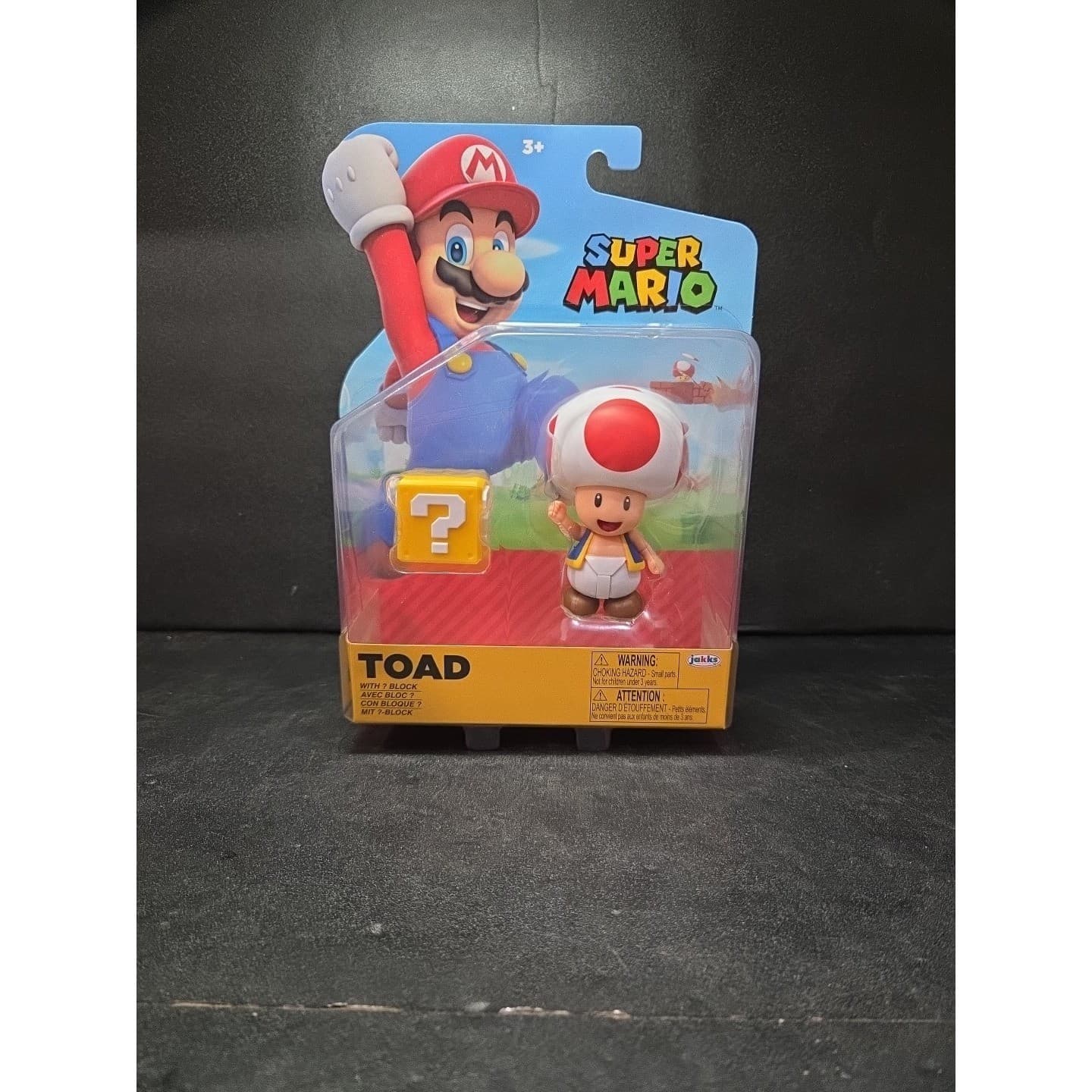 Jakks Pacific Super Mario Toad Action Figure with Question Block Accessory NIP