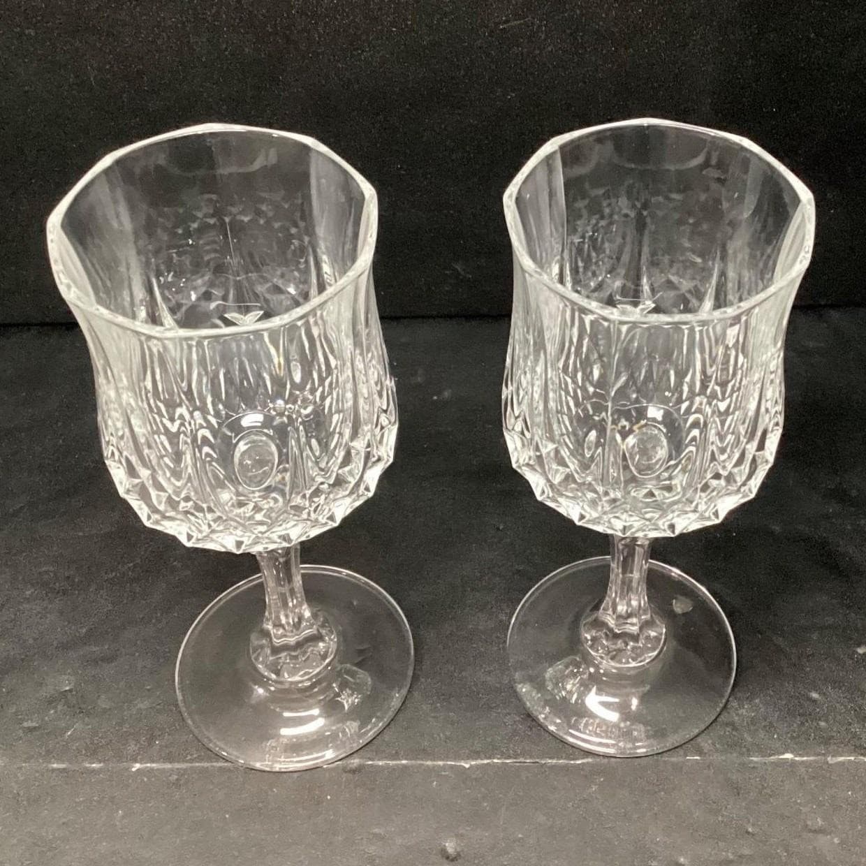 Cristal d'Arques Durand Longchamp Wine Glasses, Set of 2, Vintage Stemware - Thumbnail 7