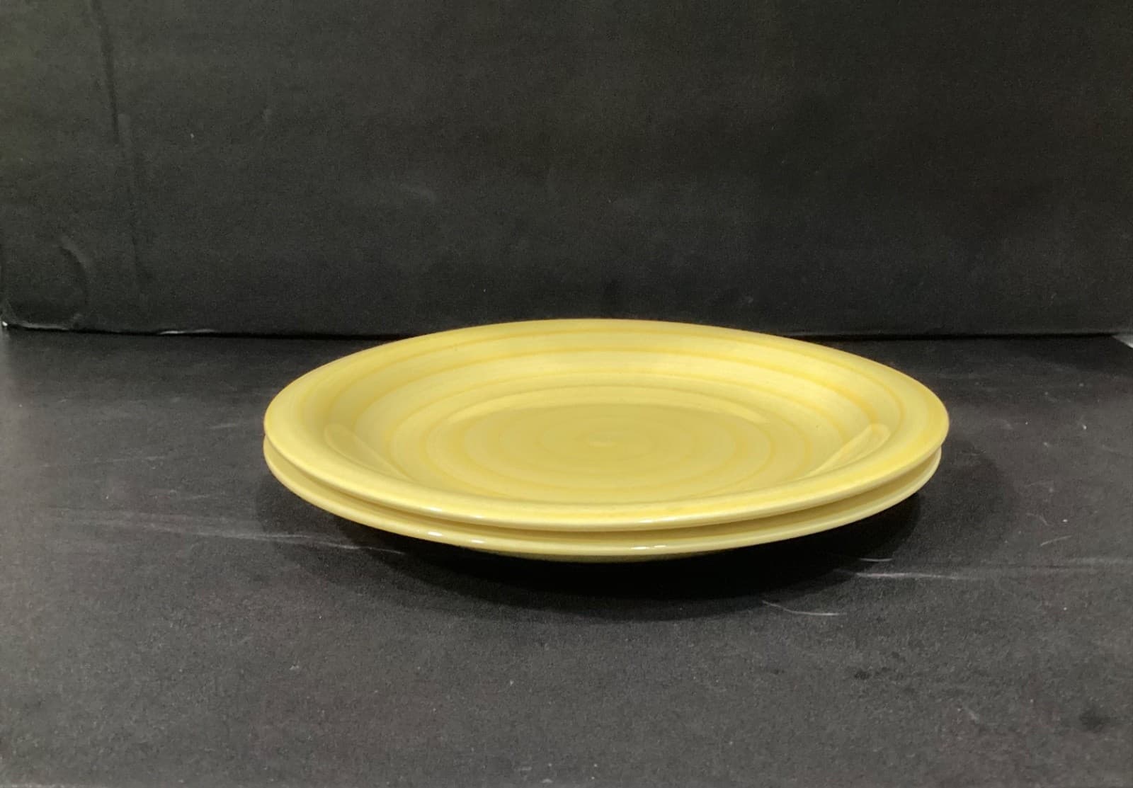 Set of 2 Citrus Grove Brush Stroke Swirl YELLOW Dinner Plates 10 7/8" - Thumbnail 9