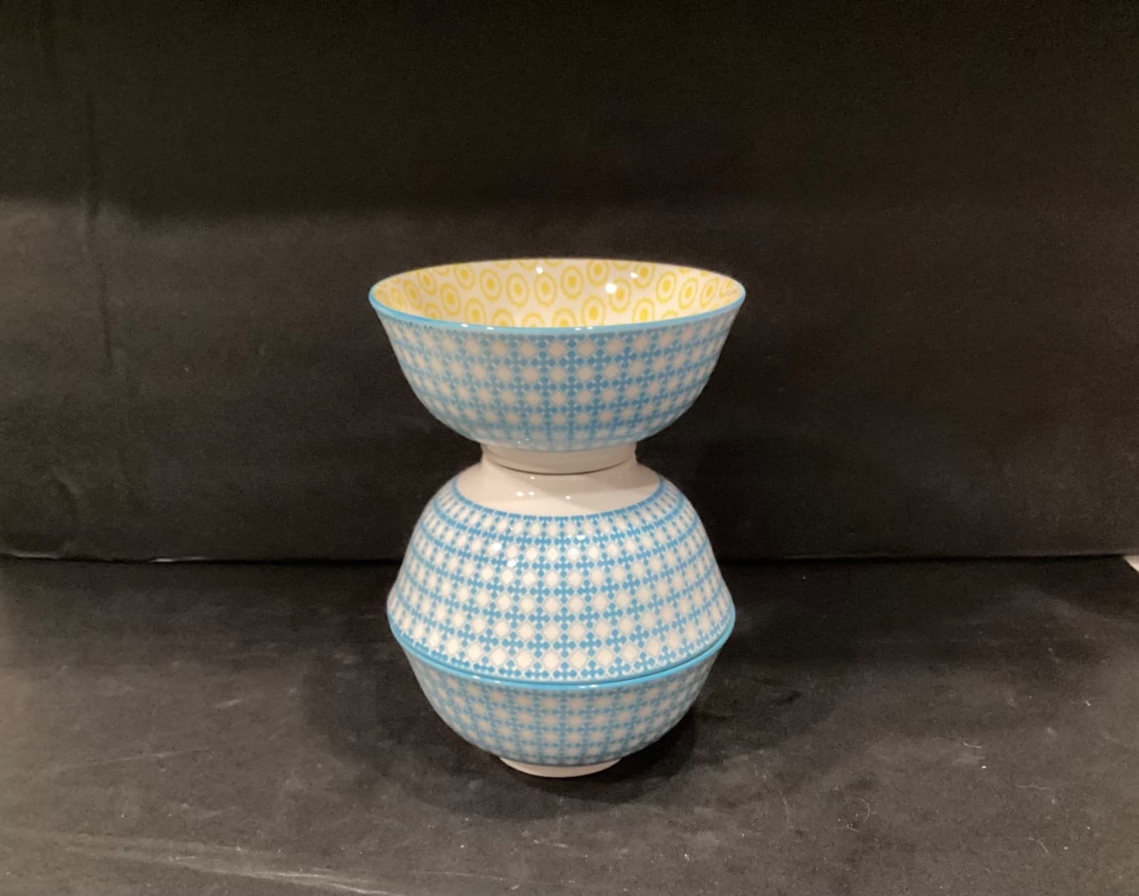 Dover & York Cereal Soup Bowl Geometric Yellow Blue Set of 3 - Thumbnail 7